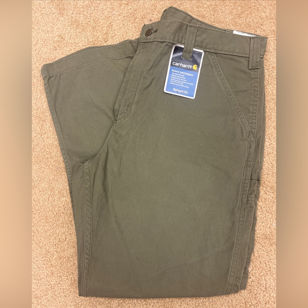 NWT Carhartt Relaxed Fit Straight Leg Washed Twill Dungaree 38 x 34 Carpenter